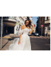 Off Shoulder White Lace Sparkle Wedding Dress